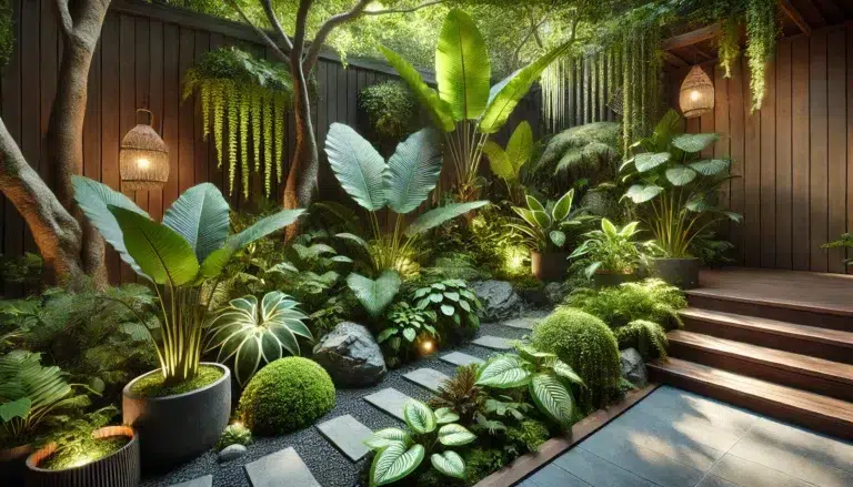 Projetos de Paisagismo para Jardins Pequenos: Jardim de Sombra com Plantas Tropicais