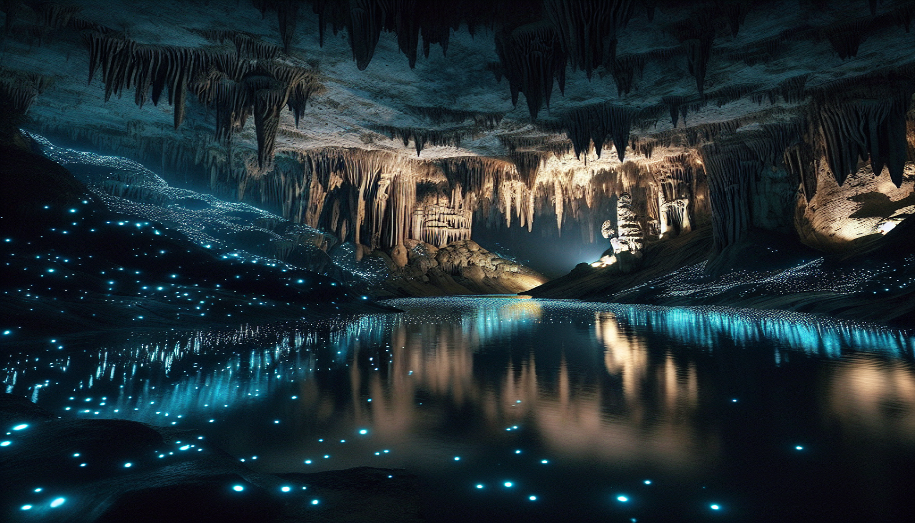 As cavernas de Waitomo, Nova Zelândia