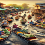 Os coloridos mercados flutuantes de Bangcoc, Tailândia Os coloridos mercados flutuantes de Bangcoc, Tailândia