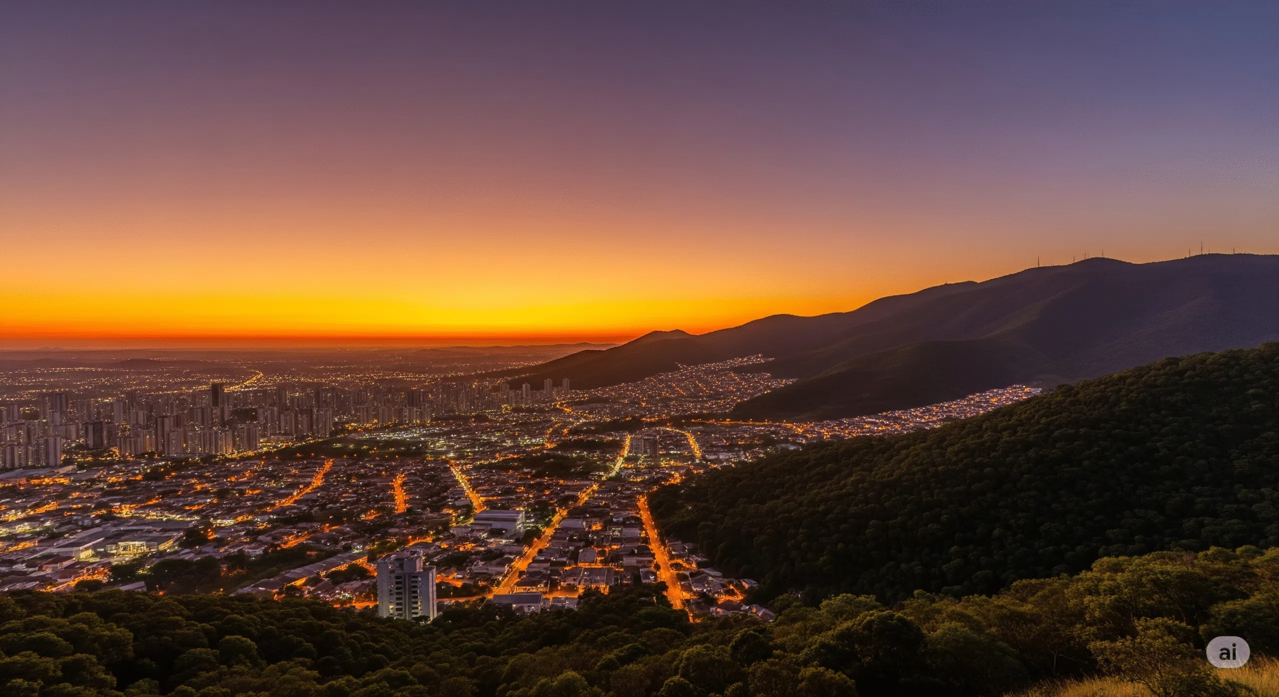 Vista panorâmica representando o custo de vida em Mogi das Cruzes, com a cidade e a serra ao fundo.